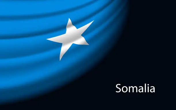 Vector illustration of Wave flag of Somalia on dark background.