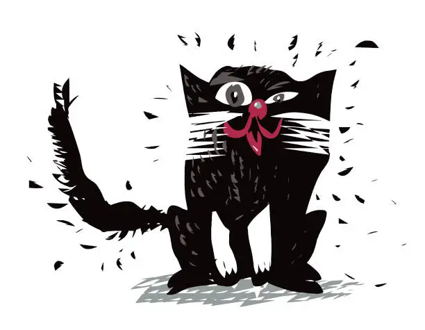 Vector illustration of cute naughty cat