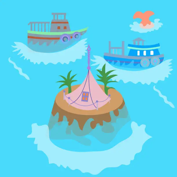 Vector illustration of [Vector] Summer resort pension island - 06