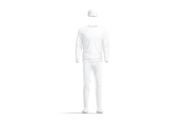istock Blank white sweatshirt, baseball cap, pants and sneakers mockup, isolated 1477427709