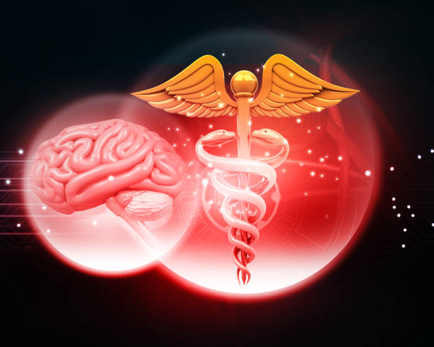 istock Medical caduceus symbol with human brain 1477428134