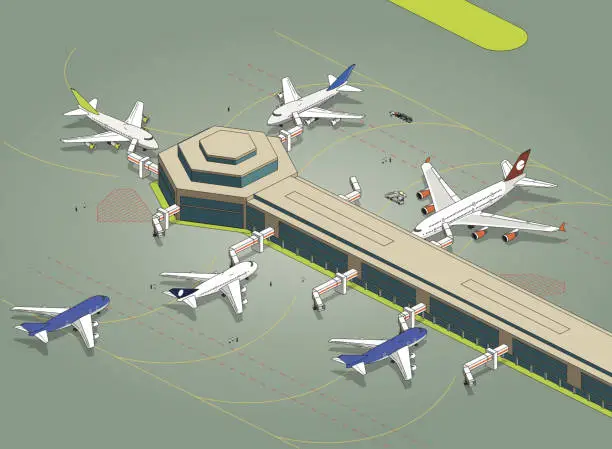 Vector illustration of isometric airport apron