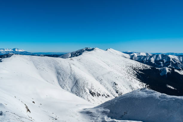 Beautiful view from Kotliska hill in winter Low Tatras mountains in Slovakia stock photo
