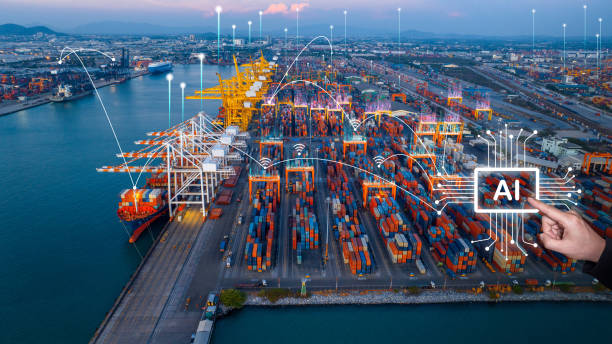 istock Chat AI bot. Ai tech for futurist automatic transportation logistics Cargo Shipping, business virtual graphic Global Internet line connect Chat with AI. hi technology in Ship port. 1477430842
