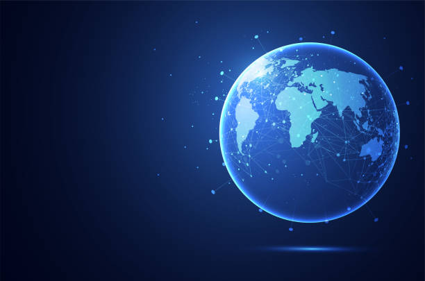 istock Global network connection. World map point and line composition concept of global business. Vector Illustration 1477434336