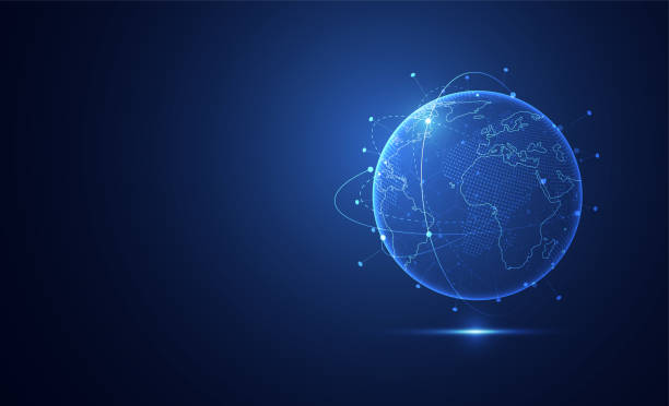 istock Global network connection. World map point and line composition concept of global business. Vector Illustration 1477434496