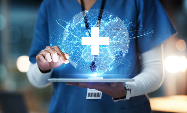 istock Nurse, hands or technology for 3d globe networking, healthcare community or digital help in life insurance support. Zoom, medical or futuristic world for global hospital, woman or doctor on tablet ux 1477437266