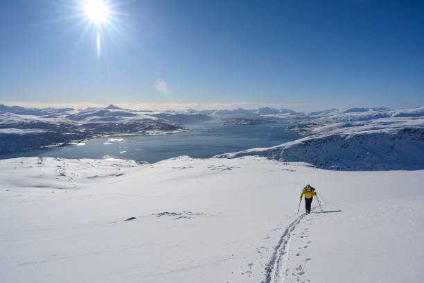 Ski touring in Tromsø 5 Impressions of ski touring (backcountry skiing) in Tromsø tromso stock pictures, royalty-free photos & images