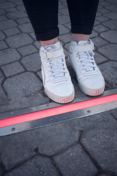 istock Integrated crosswalk stoplight for pedestrians in asphalt. 1477441410