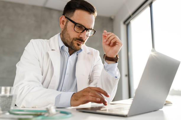 istock Medical expert working on laptop in the office. 1477441416