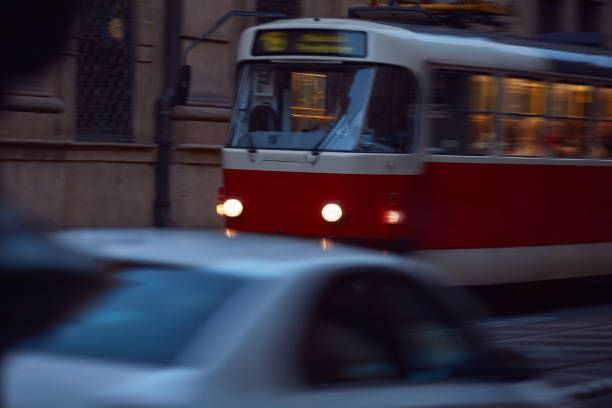 Tram public transportation in Praha, Czech republic.