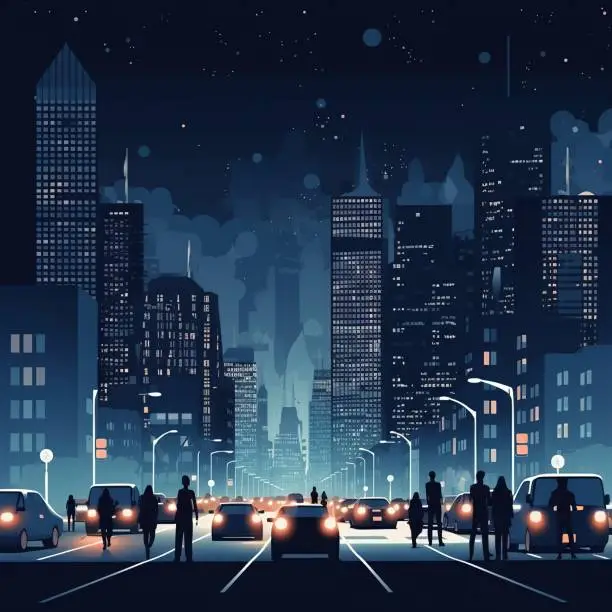 Vector illustration of City during night