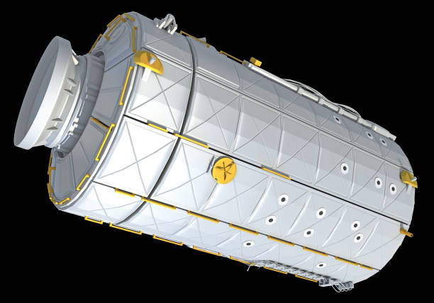 istock Service Module of ISS International Space Station 3D rendering on black background 1477449557