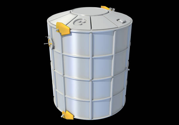 Service Module of ISS International Space Station 3D rendering on black background