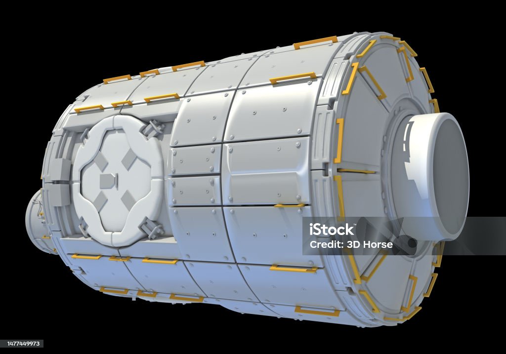 Service Module Space Module Service Module Of Iss International Space Station 3d Rendering On Black ...
