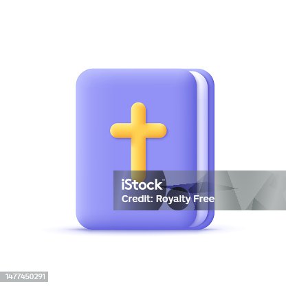 istock Bible. Religion concept. 3d vector icon. Cartoon minimal style. 1477450291
