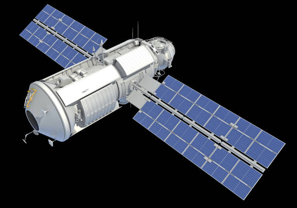 istock Service Module of ISS International Space Station 3D rendering on black background 1477450887