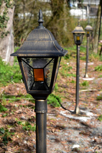 istock a garden lamp that lined the garden. 1477453408