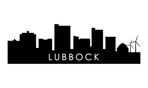 illustrations, cliparts, dessins animés et icônes de silhouette de lubbock skyline. design de ville lubbock noir isolé sur fond blanc. - lubbock