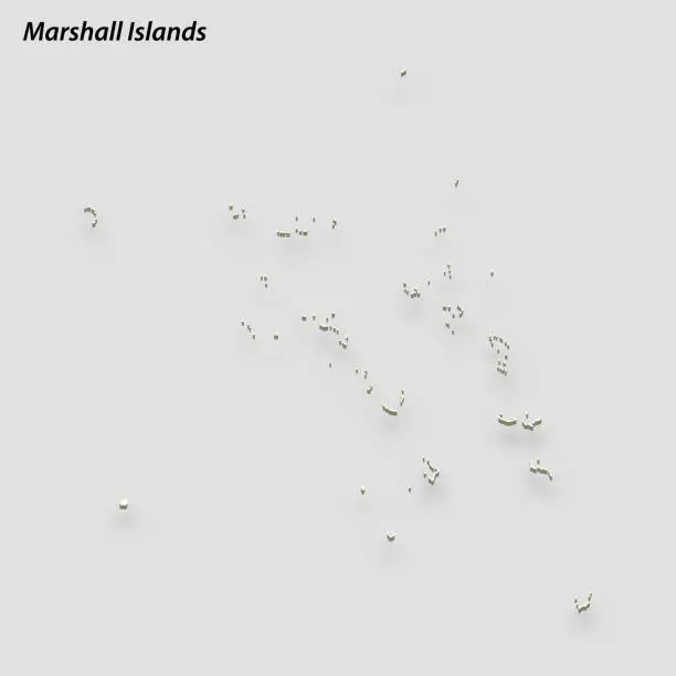 Vector illustration of 3d isometric map of Marshall Islands isolated with shadow