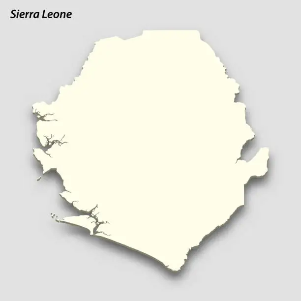 Vector illustration of 3d isometric map of Sierra Leone isolated with shadow