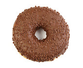 Chocolate donut on a white background