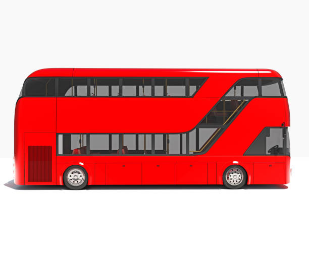 白い背景にダブルデッカーシティバス3dレンダリング - bus double decker bus london england uk ストックフォトと画像