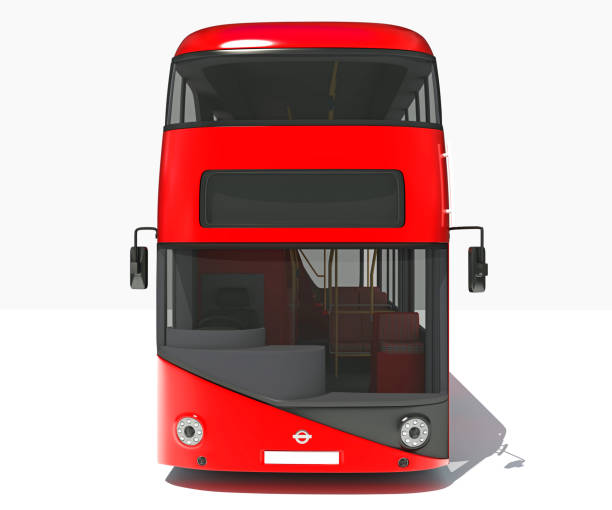 白い背景にダブルデッカーシティバス3dレンダリング - bus double decker bus london england uk ストックフォトと画像