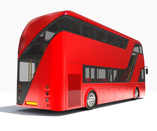 白い背景にダブルデッカーシティバス3dレンダリング - bus double decker bus london england uk ストックフォトと画像