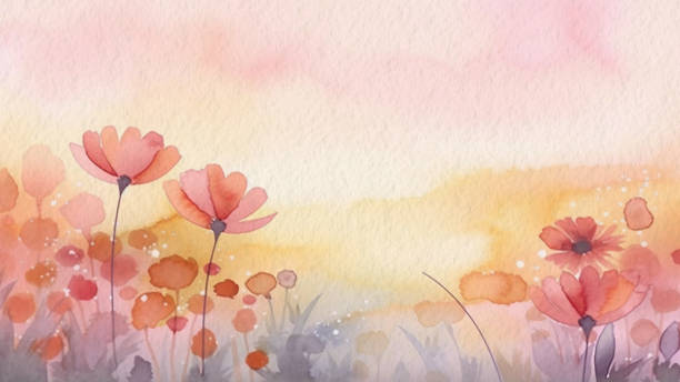 Abstract Floral Watercolor Background With Soft Paper Texture. Used For The Background of Invitations, Posters, Retro, Classic Design, Etc