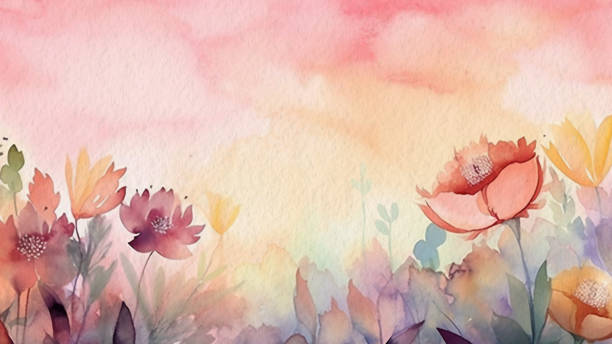 istock Abstract Floral Watercolor Background With Soft Paper Texture 1477461107