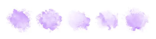 Vector illustration of Set of abstract purple watercolor water splash on a white background