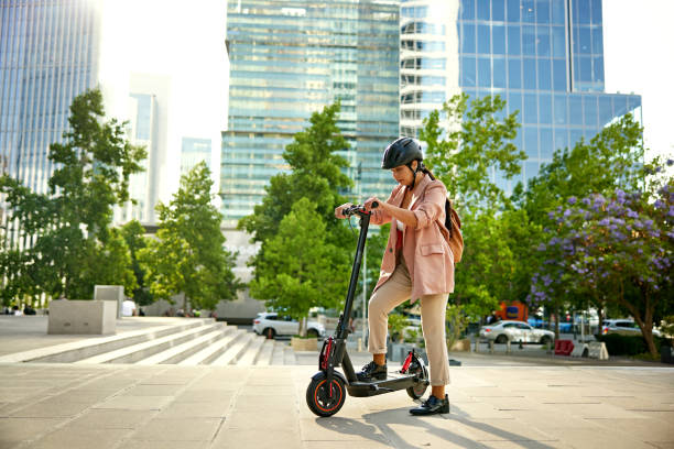 istock Socially responsible commuter and electric push scooter 1477463514