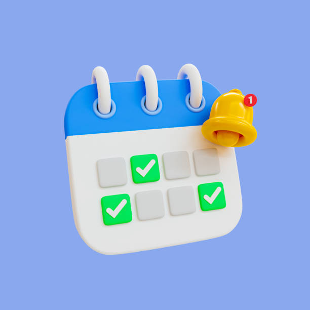 istock 3d minimal time management concept. schedule notification. meeting reminder. Calendar with a bell icon with clipping path. 3d illustration. 1477467323