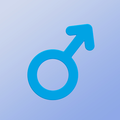3d minimal Male gender symbols with clipping path. 3d illustration.