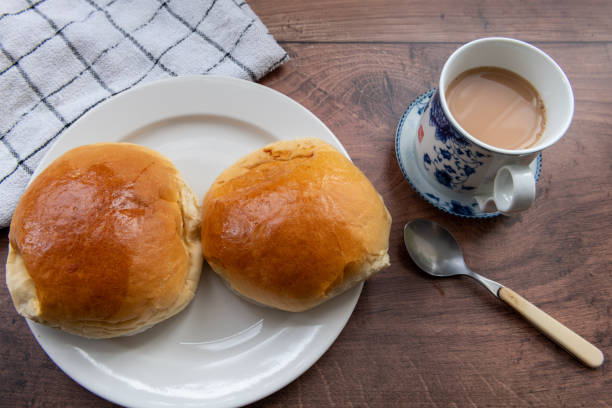 istock Roast pork buns and a cup of milk tea. 1477467745