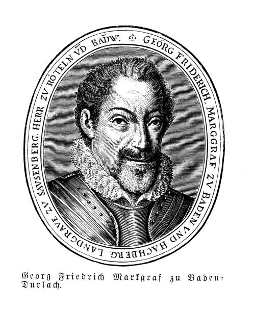 Georg Friedrich (1573-1638) was the Margrave of Baden-Durlach, a territory in southwestern Germany. Georg Friedrich (1573-1638) was the Margrave of Baden-Durlach, a territory in southwestern Germany. He was a key Protestant leader during the Thirty Years' War and played an important role in the defense of the Protestant cause in the region. Georg Friedrich was also a patron of the arts and sciences and his court in Karlsruhe became a center of humanistic learning and Baroque culture. He was known for his diplomacy and skillful negotiations, which helped him to maintain a level of autonomy for Baden-Durlach during the war karlsruhe durlach stock illustrations