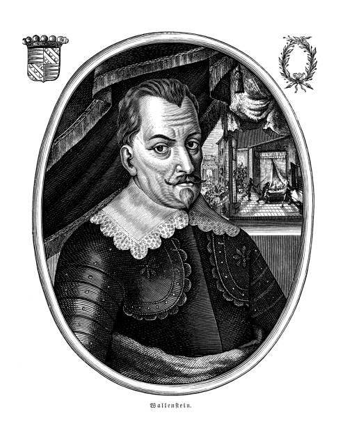 albrecht von wallenstein (* 1583; † 1634) war ein böhmischer feldherr - bkg stock-grafiken, -clipart, -cartoons und -symbole