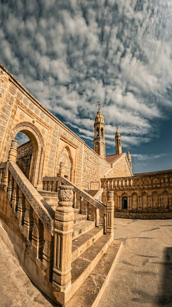 mor gabriel church, midyat, mor gabriel monastery - sao gabriel tower imagens e fotografias de stock