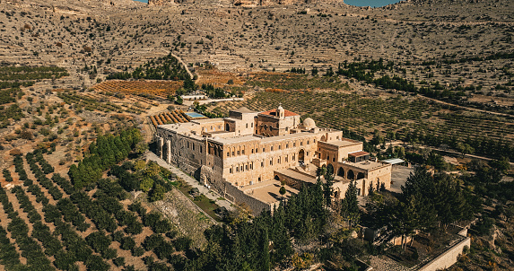 Mor Hananyo Monastery (Deyrulzafaran Manastiri),Deyrulzafaran Monastery and Syriac Orthodox Patriarchat ( Deyrul Zafaran Manastiri ) in Mardin, Mardin city general view with drone,Mardin Historical City Drone, Mardin old town cityscape