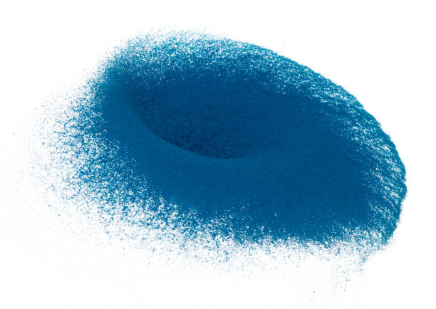 istock Blue Sand spin swirl like black hole, Ocean sands grain wave storm. Abstract cloud fly, colored splash throwing in Air. White background Isolated high speed shutter, throwing freeze motion 1477472037
