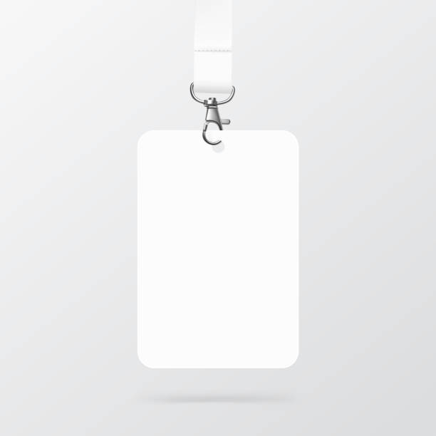 Lanyard with id card mockup. Vector illustration. Ready mockup to use for presentations, conferences and other business situations. EPS10. name tag stock illustrations