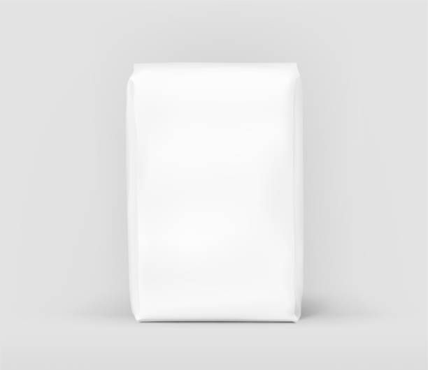 ilustraciones, imágenes clip art, dibujos animados e iconos de stock de maqueta de paquete de bolsa vertical. vista frontal. - paper bag packaging blank package