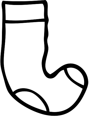 Line Drawing Cartoon Sock Stock Illustration - Download Image Now - Art ...