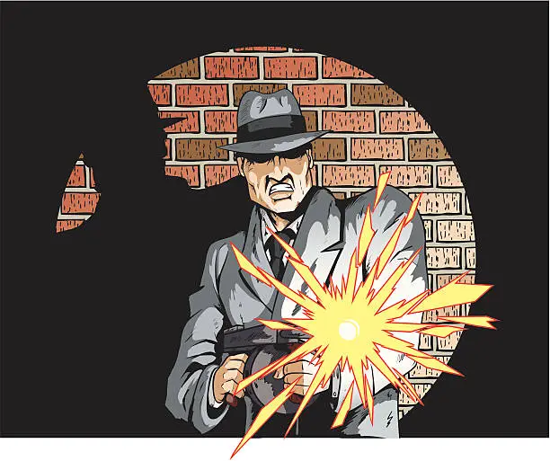 Vector illustration of Gunning Gangster