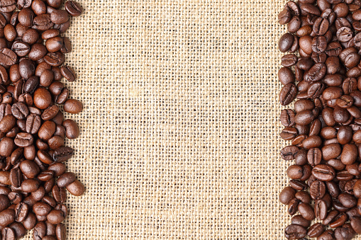 Coffee beans on linen