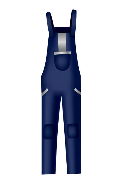 istock Workwear uniform element. Blue denim overall or dungaree as uniform. Protective clothing or safety equipment. Construction workers clothing, uniform mockup 1477483918