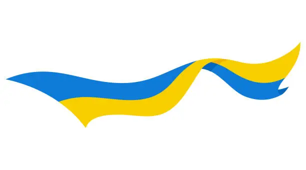 Vector illustration of Ukrainian flag. Ukraine flag on white background. National flags waving symbols. Banner design elements