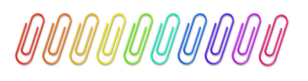 istock Paper clips clamp. Colour cartoon office paperclip. Paper clip icon attached attach document or file. Vector 1477485191
