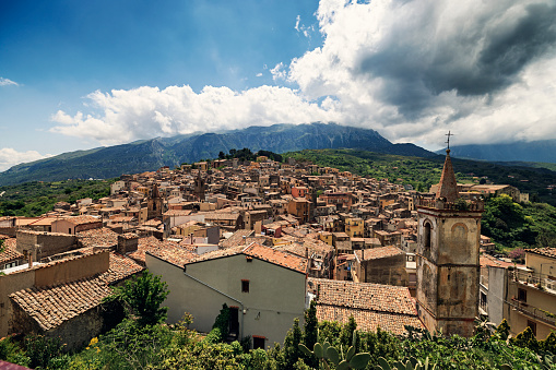 Beautiful Sicilian landscape - town of Isnello in the mountains.\nCanon R5